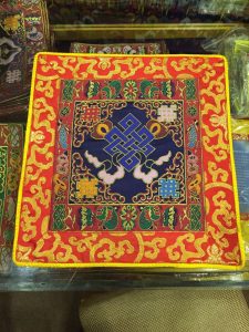 Tibetan Blue Endless Knot Silk Altar Cloth