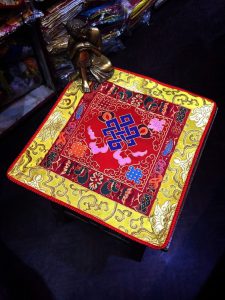Tibetan Silk Brocade Altar Cloth with Endless Knot