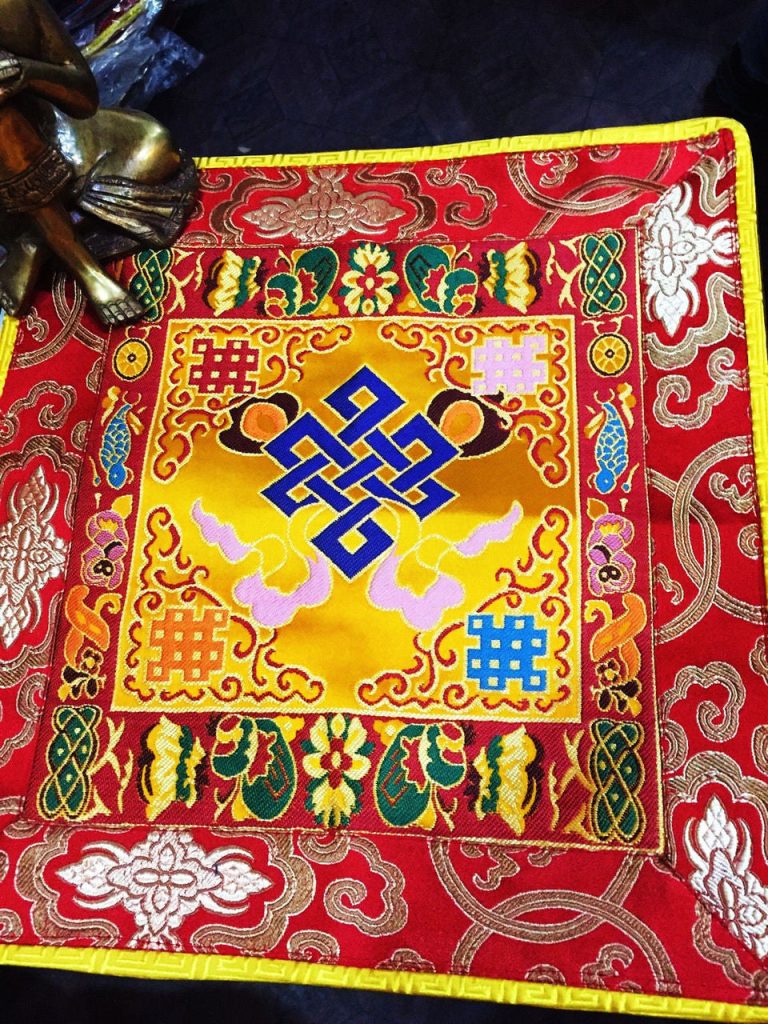 Tibetan Silk Brocade Endless Knot Altar Cloth