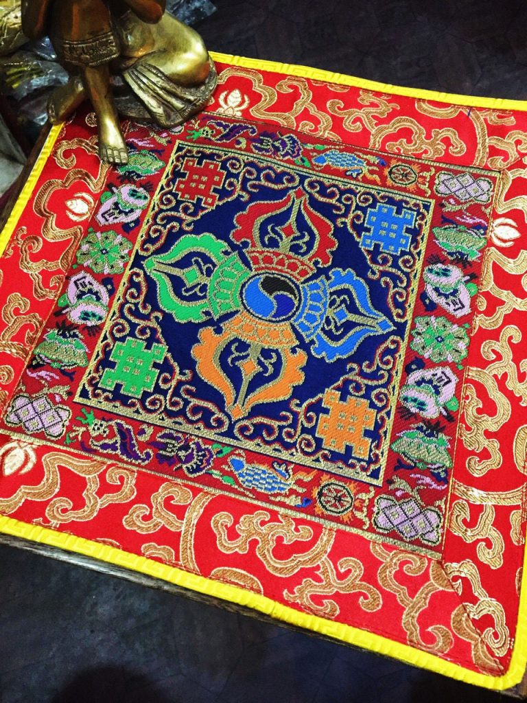 Silk Brocade Lotus Dorje Altar Cloth
