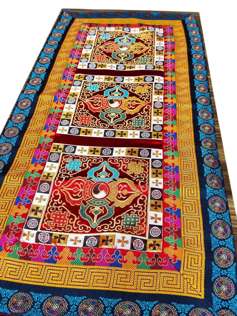 Tibetan Silk Brocade Dorje Design Table Runner