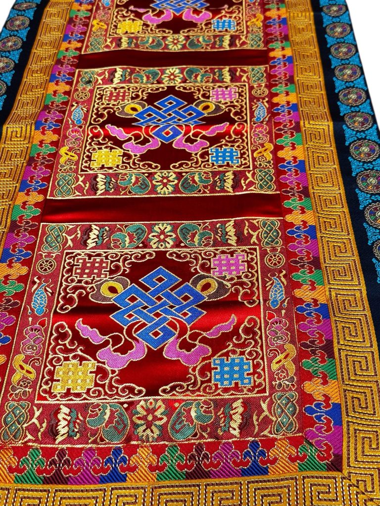 Tibetan Silk Brocade Endless Knot Table Runner