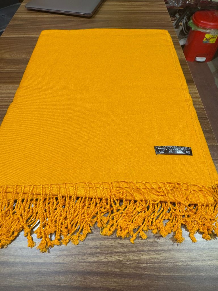 Golden Yellow Pashmina-Silk Meditation Shawl