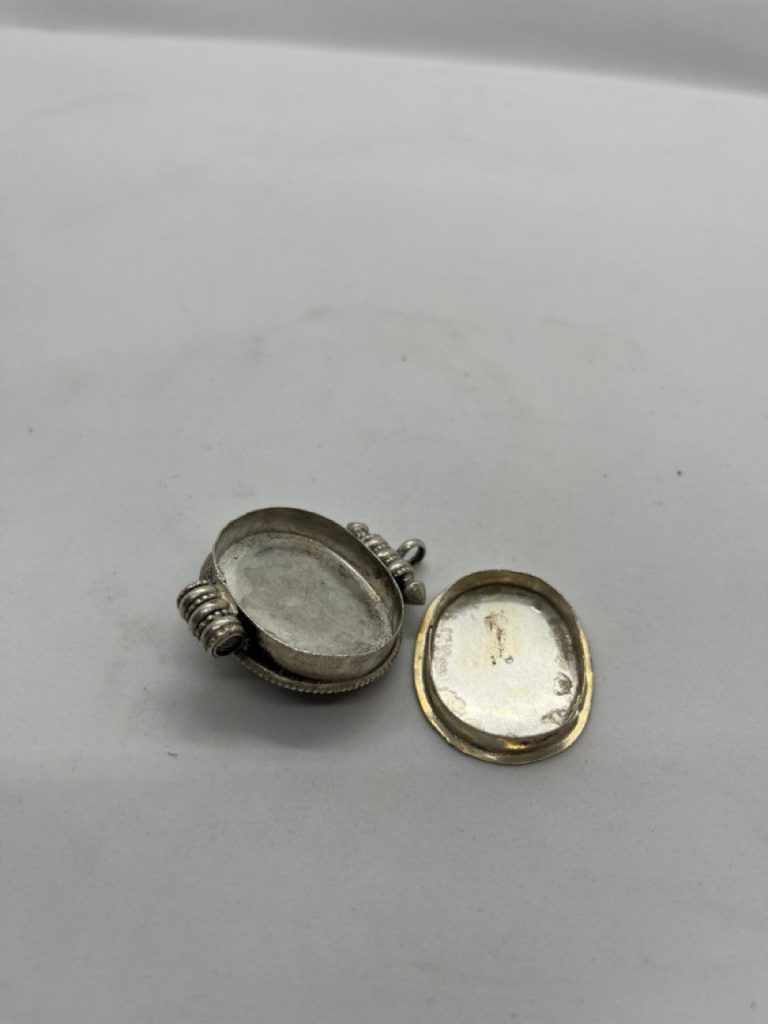 Tibetan Gau Pendant in White Metal