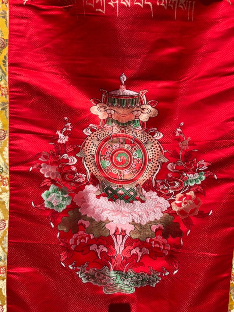 Tibetan Silk Brocade Eight Auspicious Door Hanging
