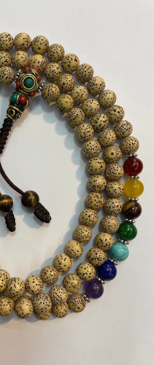 Tibetan Lotus Seed Mala with Chakra Beads