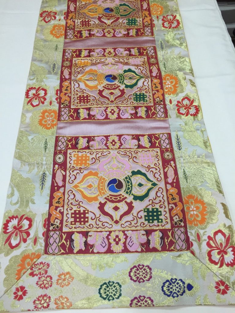 Silk Brocade Table Runner with Double Dorje