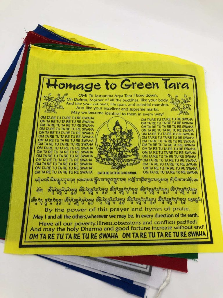 Green Tara Cotton Prayer Flags with Mantras