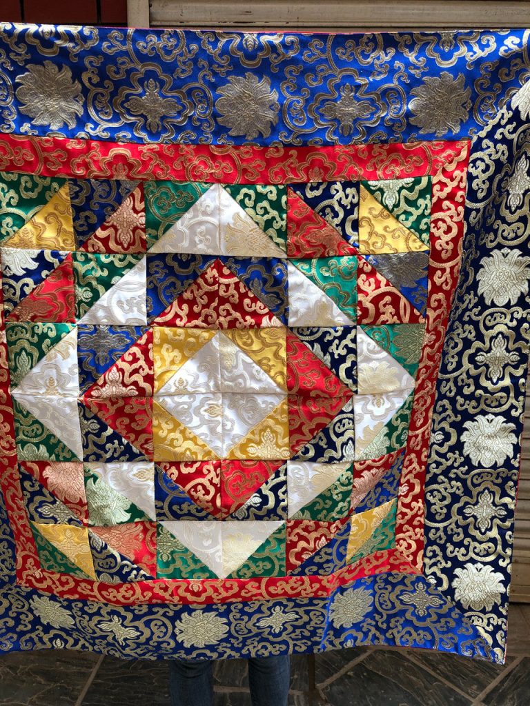 Silk Brocade Altar Cloth with Lotus Design