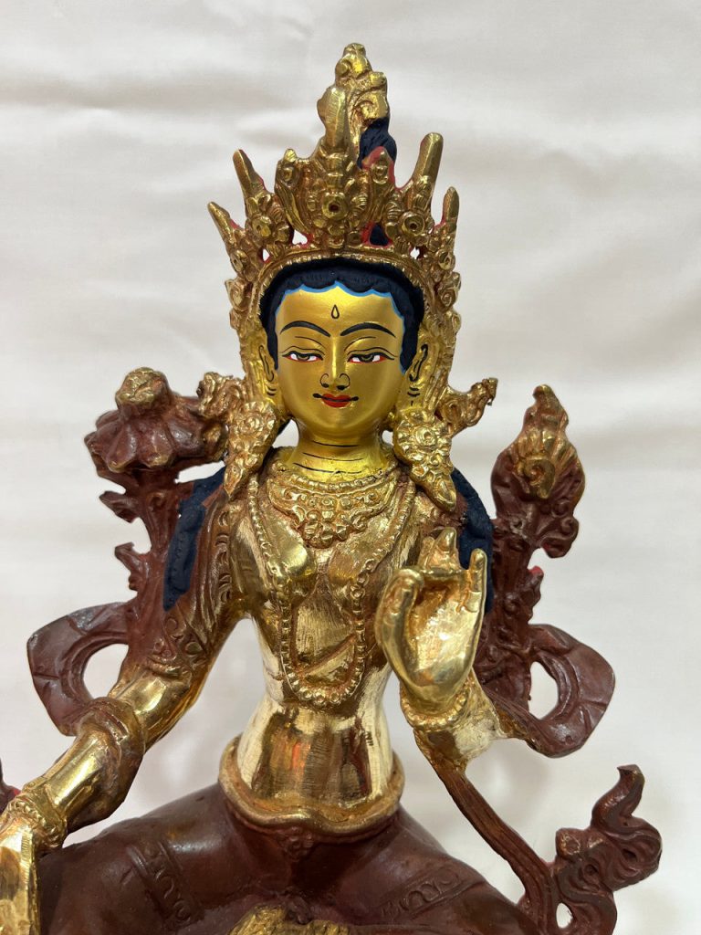 Copper and Gold Green Tara Statue