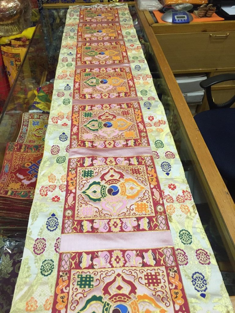 Tibetan Silk Brocade Double Dorje Table Runner