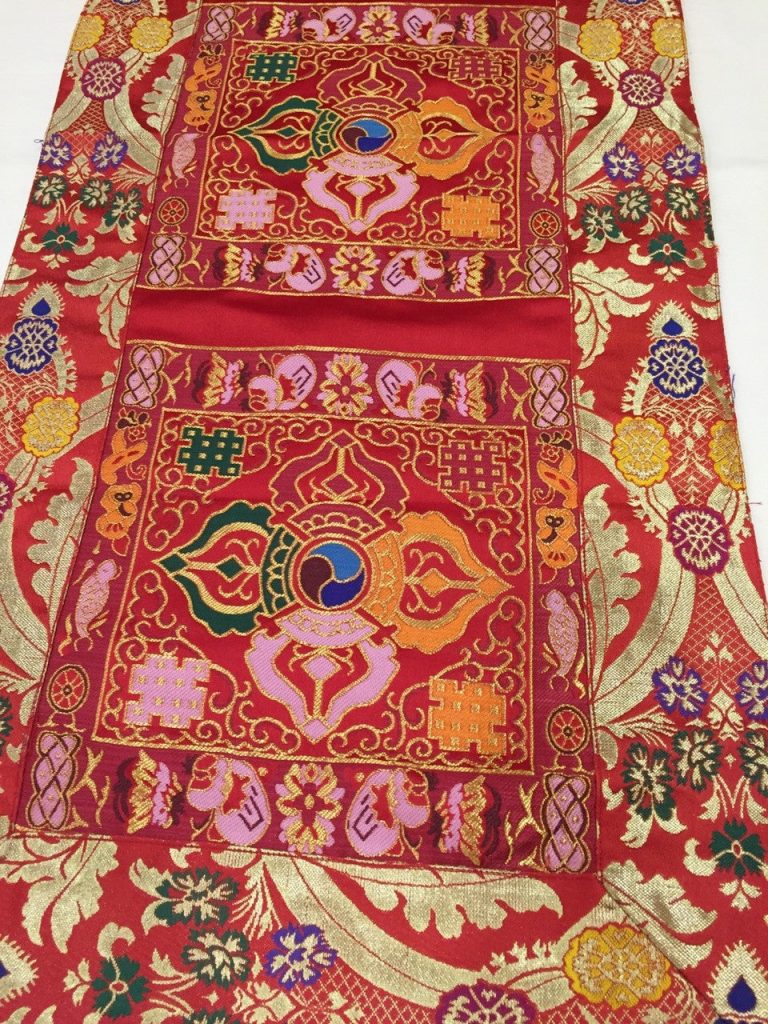 Tibetan Silk Brocade Double Dorje Table Runner