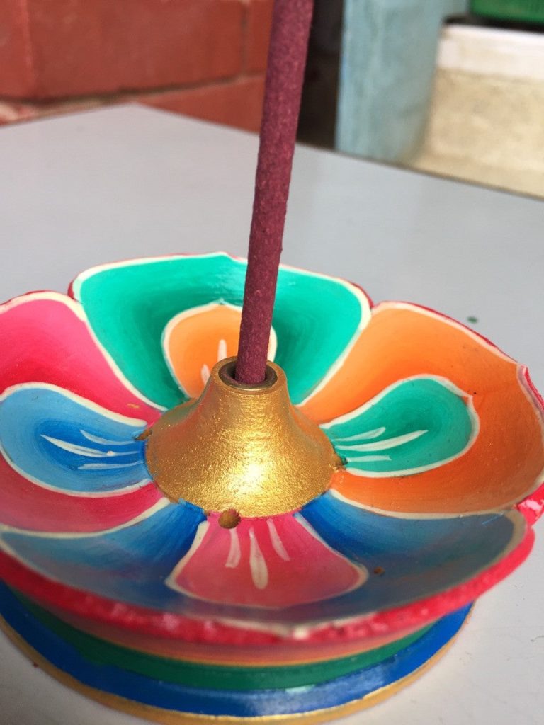 Handcrafted Wooden Incense Burner with Lotus Design