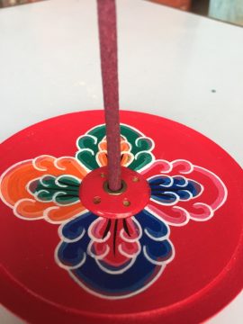 Handcrafted Wooden Incense Burner with Flower Design