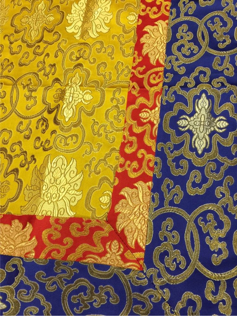 Tibetan Silk Brocade Yellow Lotus Table Cover