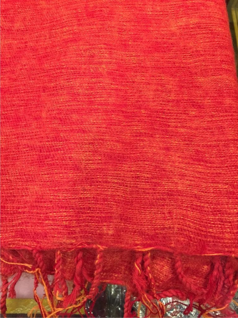 Tibetan Orange Yak Wool Meditation Shawl