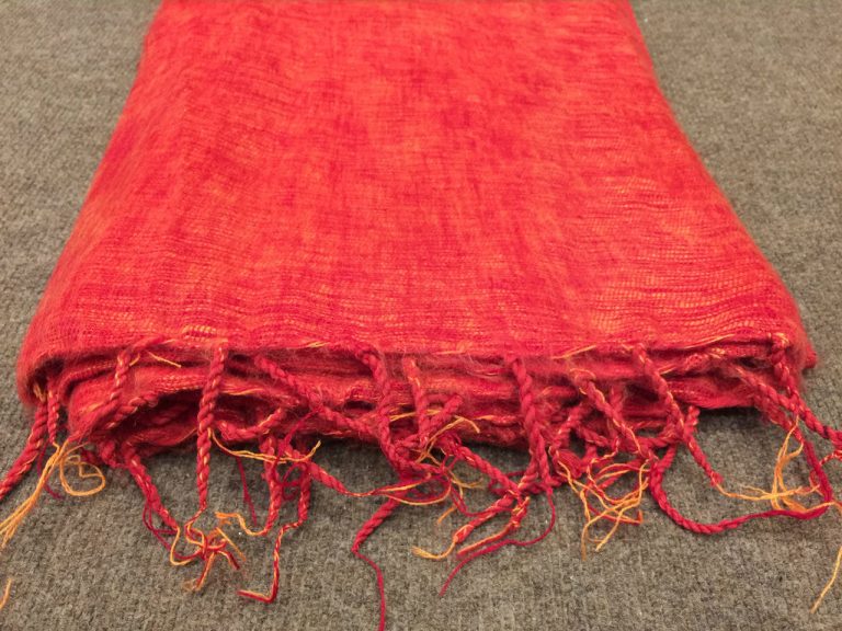 Orange Yak Wool Meditation Shawl