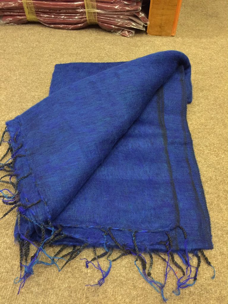 Blue Yak Wool Meditation Shawl from Nepal