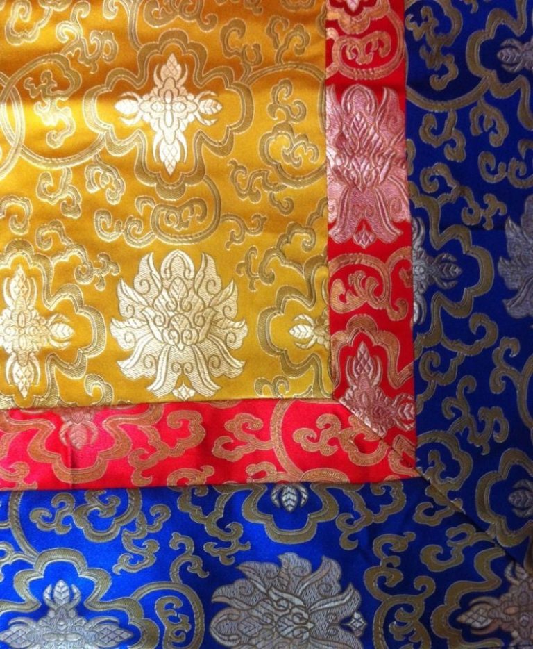 Tibetan Silk Brocade Yellow Lotus Altar Cloth