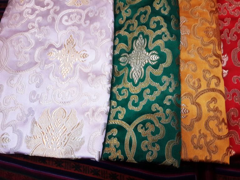 Tibetan Silk Brocade with Lotus Design