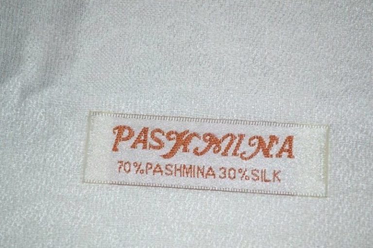 White Pashmina Silk Meditation Shawl - Self Design