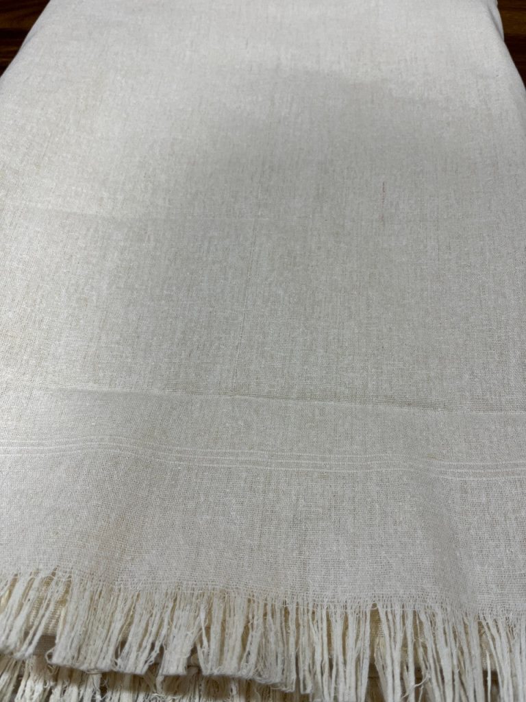 Tibetan White Raw Silk Meditation Shawl