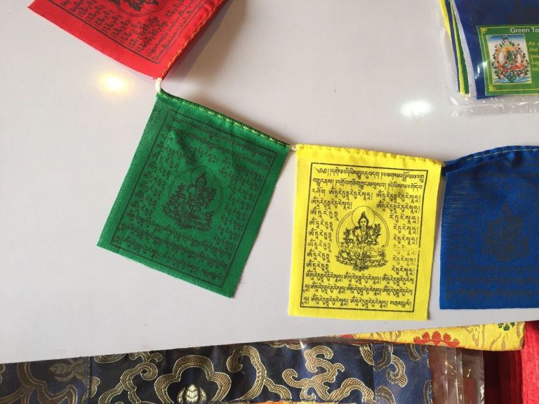 Green Tara Cotton Prayer Flag for Blessings