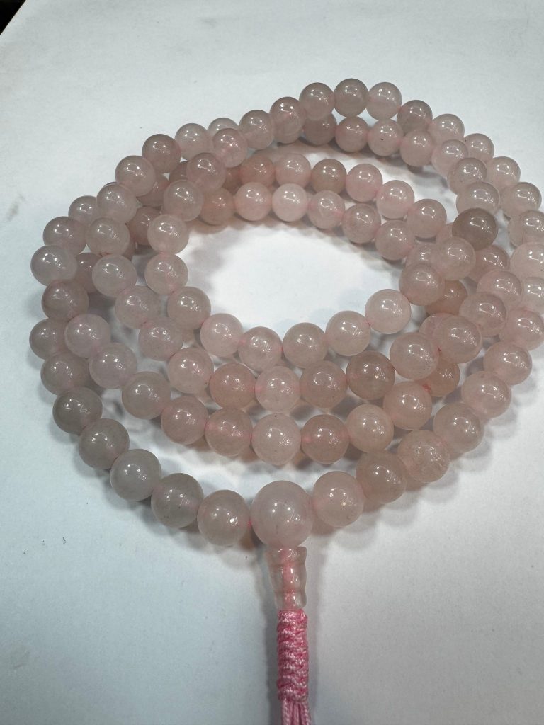 Tibetan Rose Quartz Mala Beads for Meditation