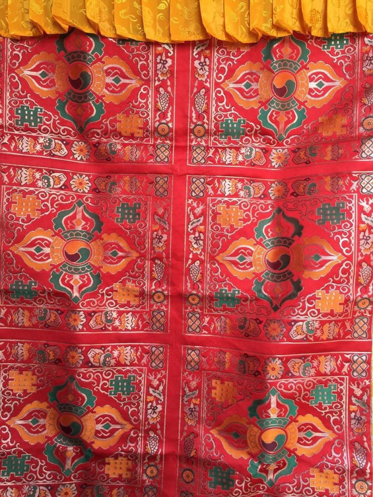 Silk Brocade Double Dorje Tibetan Door Curtain