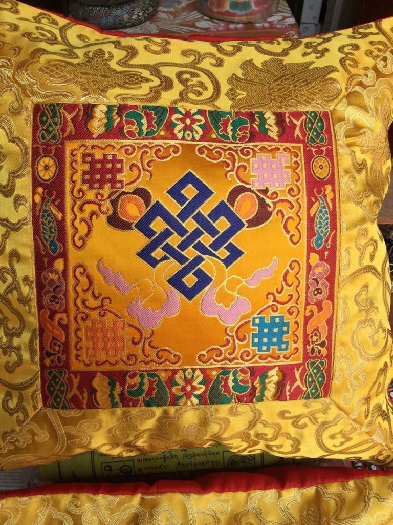 Tibetan Silk Brocade Endless Knot Cushion Cover
