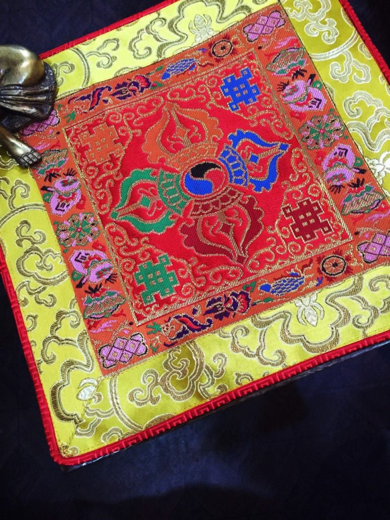 Tibetan Silk Brocade Lotus Dorje Altar Cloth