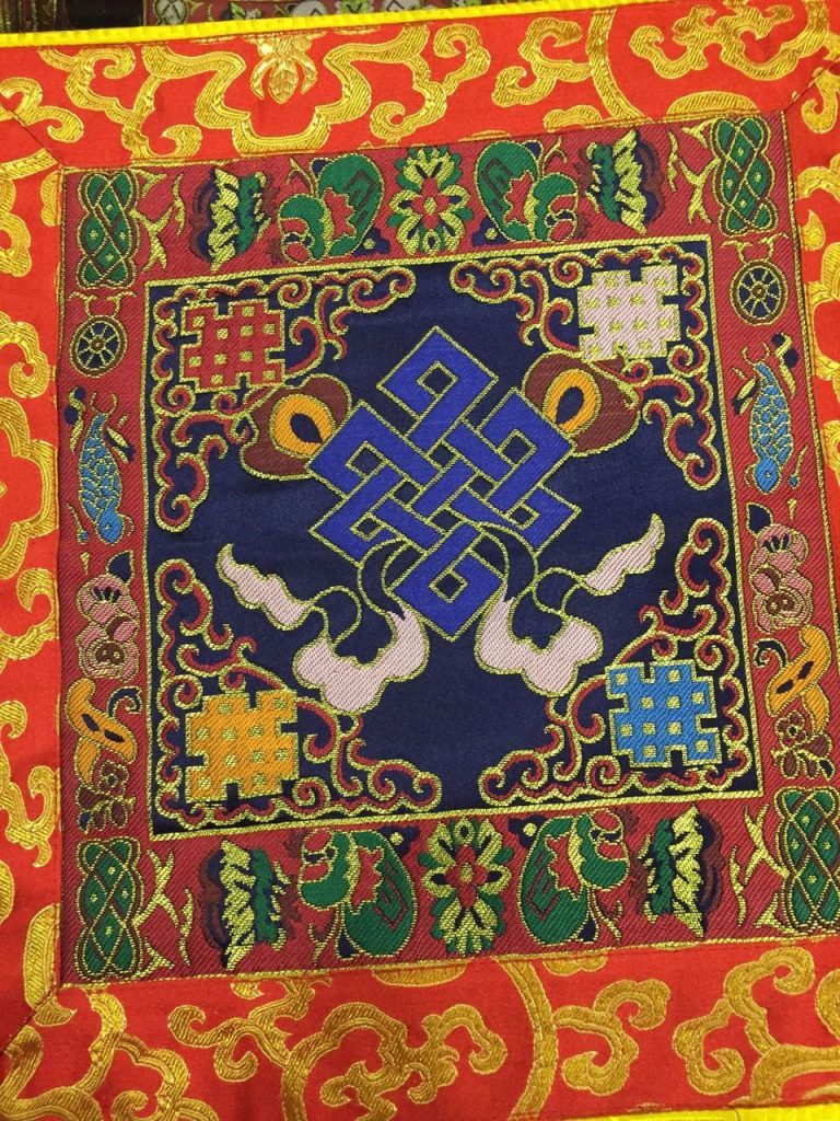 Tibetan Blue Endless Knot Silk Altar Cloth