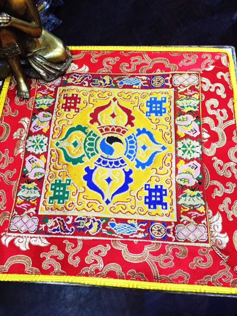 Yellow Silk Brocade Dorje Altar Cloth