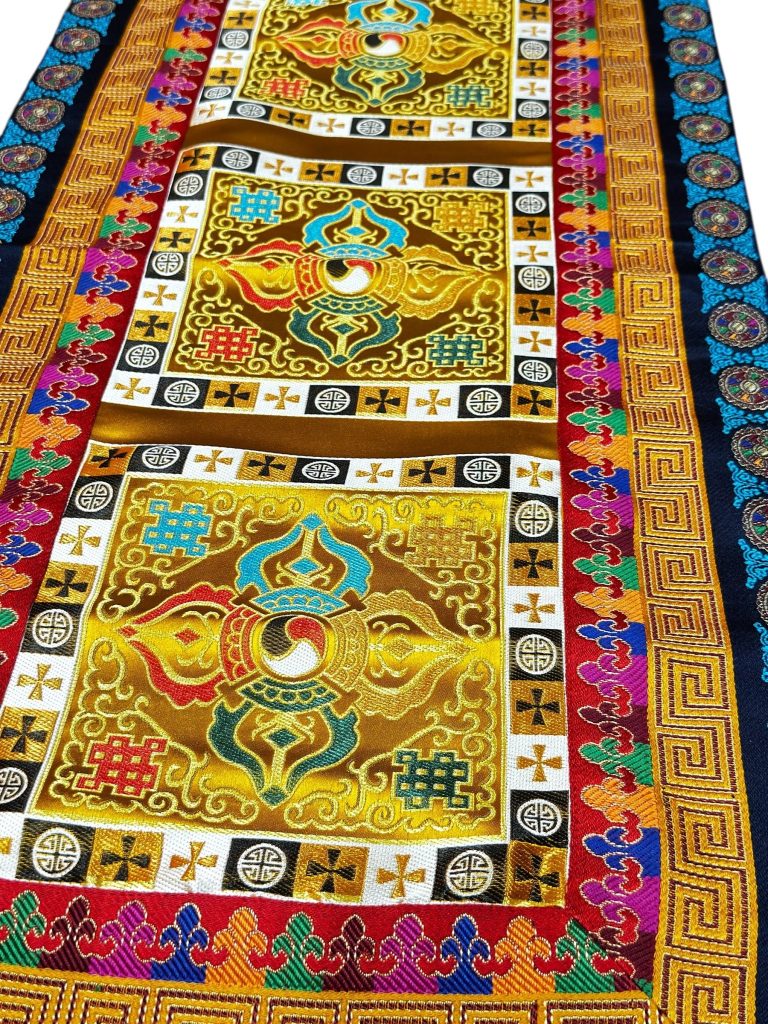 Tibetan Silk Brocade Dorje Design Table Runner