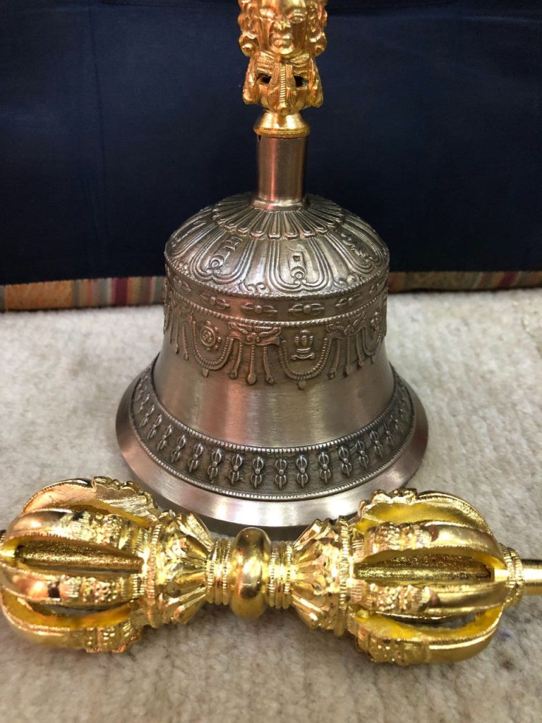 Sacred 9 Pronged Brass Bell and Dorje Set
